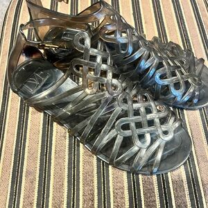 Windsor Smith Black Jelly Woven Strappy Sandals